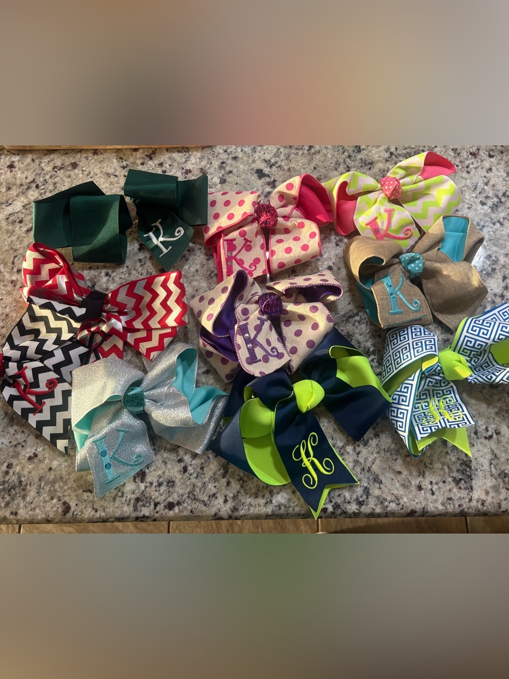 K monogram bows bundle of 10 good condition all Preowned with some wear
